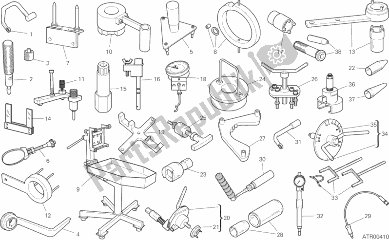 All parts for the 001 - Workshop Service Tools of the Ducati Multistrada 1260 Enduro Touring 2020
